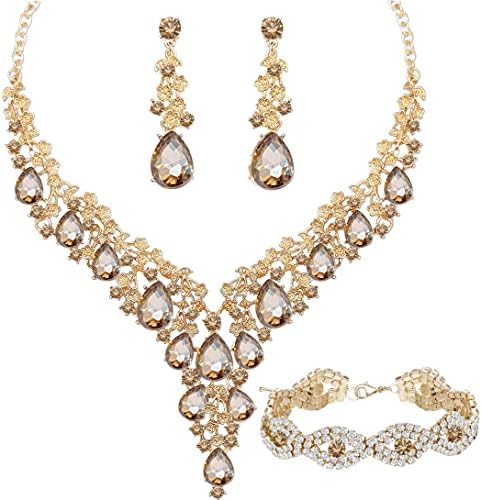 Paxuan Wedding Bridal Bridesmaid Crystal Rhinestone Jewelry Conjuntos de jóias de estanque