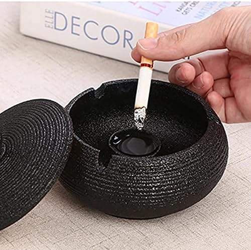 Cinzelo de cerâmica Yollo com tampa à prova de vento para uso externo interno -preto