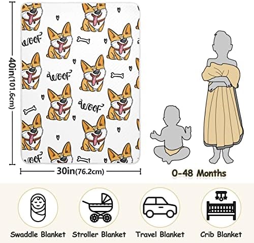 Cobertor de cão engraçado corgi corgi woof cobertor de algodão para bebês, recebendo cobertor, cobertor leve e macio para berço,