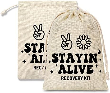 Sacos de kit de ressaca, saco de kit de recuperação de sobrevivência com tema Stayin 'Alive com cordão, 5 PCs Casamento