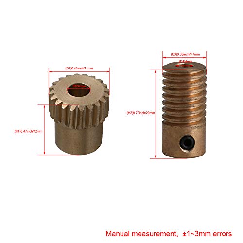 CNBTR 0.5 Redutor de latão do módulo 20 t Roda de engrenagem + eixo de engrenagem de furo de 4 mm