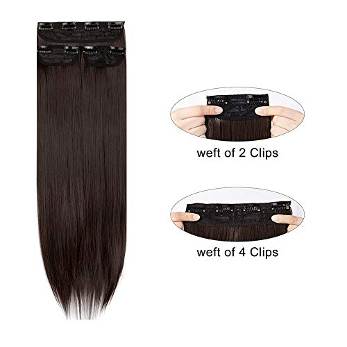 Kolcy 24 de espessura longa e reta 3pcs preenche as extensões de cabelo para mulheres meninas marrom médio marrom