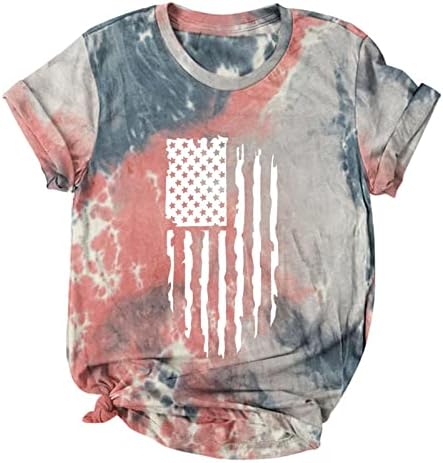 Nós, o povo, 1776 Tops, 4 de julho, camisas patrióticas femininas Moda Tie Tye Print Independence Day Tees Bloups