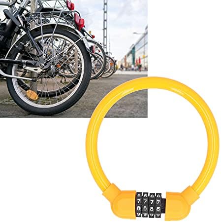 Jopwkuin Anti -roubo bloqueio, senhas de 4 dígitos Bloqueio de cabo de bicicleta com tecnologia de senhas de 4 dígitos