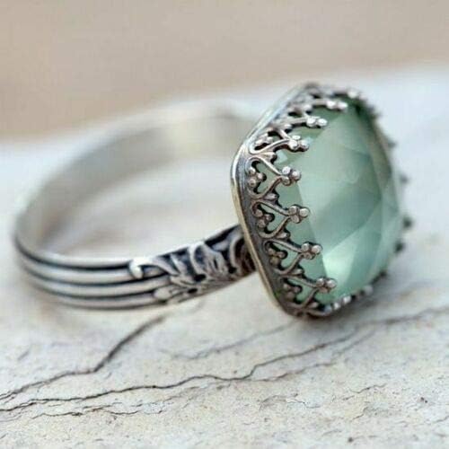 T-Jewelry Súbranças Mulheres 925 Prata Natural Gemstone Peridot Moonstone Wedding Ring tamanho 6-10