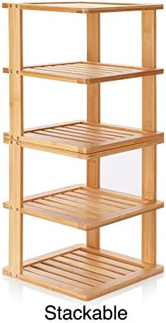 Beryland Bamboo Corner Shelf - 3 Nível 10 x 10 polegadas e 11,5 polegadas de altura. Organizador do armário de cozinha - Organização e armazenamento da despensa - prateleiras de bancada do banheiro