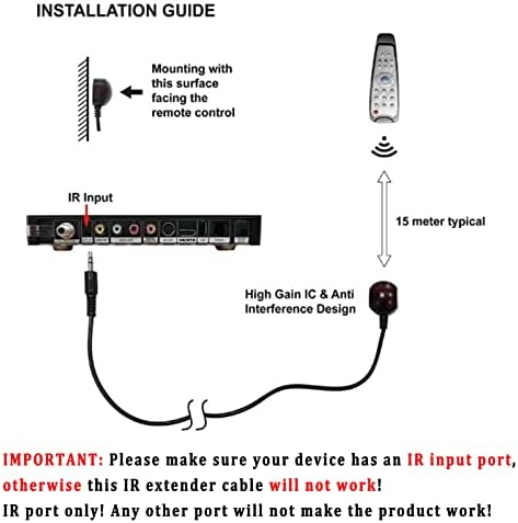 Herfair IR Extender Infravery Remote Remote Cable Kit Repetidor IR externo universal Com compatível com plugue de 3,5 mm para