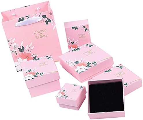 Cabilock Practical 6pcs em 1 conjunto de jóias de dia dos namorados rosa Case de jóias de jóias ROUNDY PROJETO DE FLORES DE CARRO DE