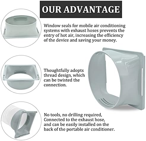 JVNZAM 5,9 polegadas/6 polegadas Ano de exaustor portátil de ar condicionado Couplador de mangueira, kit de adaptador de janela quadrado para ar condicionado móvel DUCTO A/C CONECTOR DO TUBO DE MANEIRA DE ESPAÇÃO