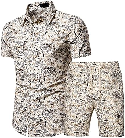 Weuie Tall Ships Suite Shorts Praia Camisetas de manga curta de 2 peças sets impressos de verão e jaqueta de terno sofisticado para homens