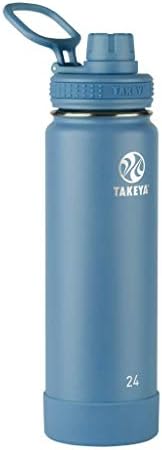Takeya Actives Isolleless Aço Aço Anterior Garrafa de Água com tampa de bico, 24 onças, Bluestone