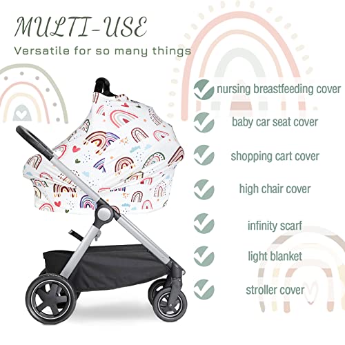 Rainbow Baby Car Seat Cover Girls, Infant Carseat Canopy, Baby Car Seat Covers ombreistas para criança, tampas de cinto super macias