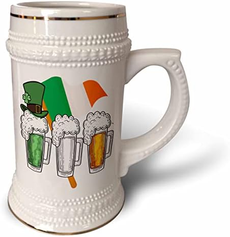 3drose St Patricks Beers nas cores da bandeira irlandesa. - 22 onças de caneca