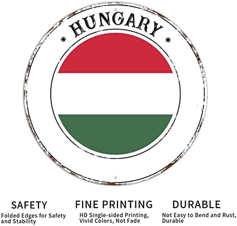 Hungria bandeira de bandeira de metal de lata de lata de parede decoração de arte de alumínio alumínio placar de alumínio signo de ferrugem frustrada frágil à prova de desbotamento do intempérie grátis sinais de grinaldas de metal patrióticas Hungria para a sala de estar da casa de estar q