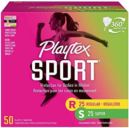 Playtex Sport Tampões com tecnologia Flex -Fit, Pack regular e super multi, sem perfume - 50count
