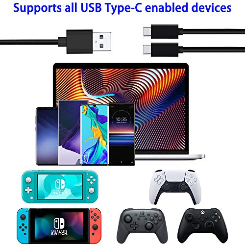 Cabo de carregamento do controlador para série Xbox PS5, 2 em 1 USB C Cabo de carregador rápido 15W 10ft, cordão C 2.0