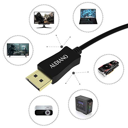 Audiano 8K DisplayPort Cable DP para DP1.4 Cabo, Suporte 8k@60Hz, 4K@144Hz, 32,4 Gbps, HBR3, HDR10, HDCP 2.2 para monitor