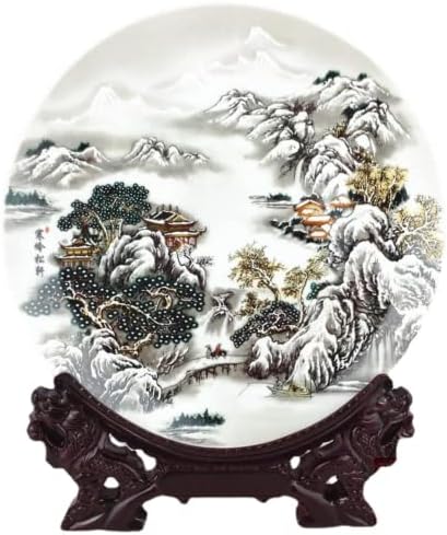 26cm Jingdezhen Pottery e Porcelain Decoration Plate Artifact Study Decoration Pedance Paisagem