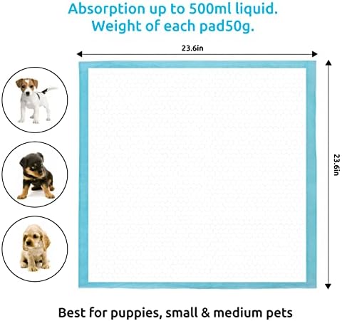 Pucofo Pet Dog Pee Pads 23,6 x23.6 40 ct, almofada de xixi de cachorrinho mais grossa, almofada potty, almofadas de treinamento e almofadas