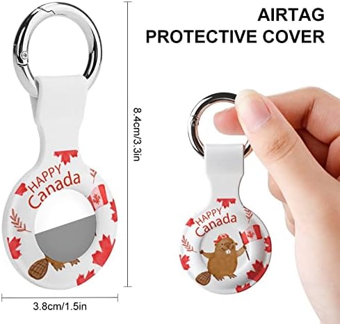 Caixa de silicone impressa de bandeira canadense para airtags com o chaveiro de proteção contra tags de tag de tag de tag de