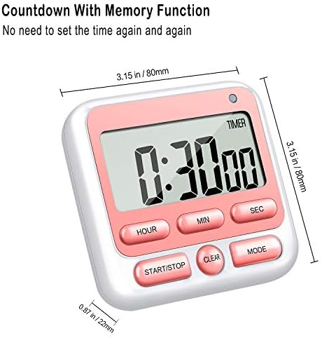 Ktkudy Digital Kitchen Timer com interruptor de alarme mudo/alto On/off Switch, relógio 24 horas e alarme, função de memória contagem