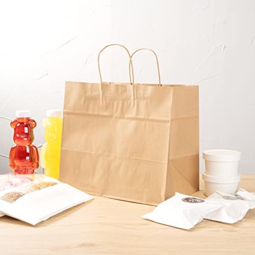 Economizando a natureza 12,6 x 8,3 x 11,2 polegadas sacos de compras em papel, 100 sacolas resistentes com alças - duráveis, para
