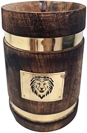 Colecioniblesbuy caneca de cerveja de madeira para homens Design comercial artesanal Lion Lion LONOTO METAL INCLUIRA Ligation Beer