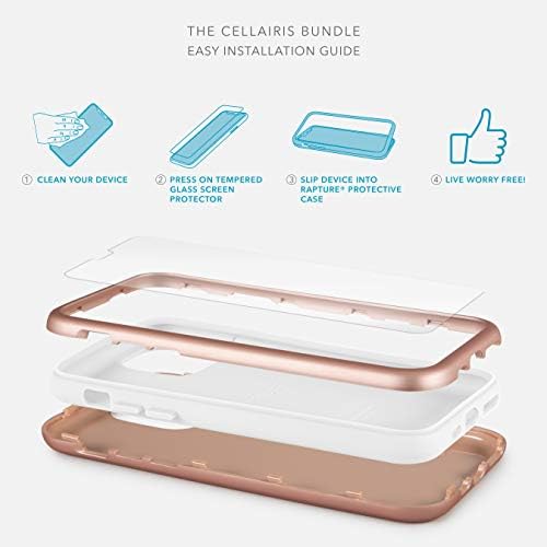 O pacote de belsairis, iPhone 11 Pro Max Compatível Caple Case e Protetor de tela de vidro temperado, Rose Gold