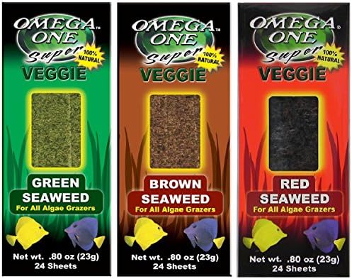 Omega One Super Veggie Red, Brown e Pacote de algas marinhas verdes