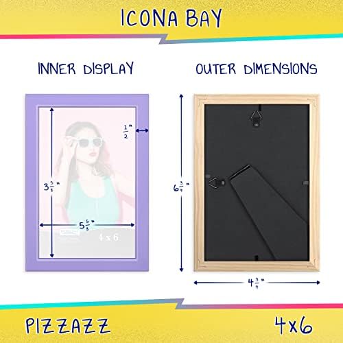 ICONA BAY 4X6 Frames de imagem, quadros de estilo escandinavo de madeira maciça colorida para foto, coleção de pizzazz
