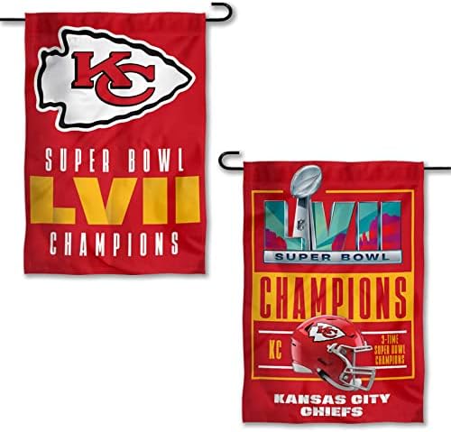 Kansas City Chiefs Super Bowl LVII Campeões Bandeira da faixa de jardim de dupla face