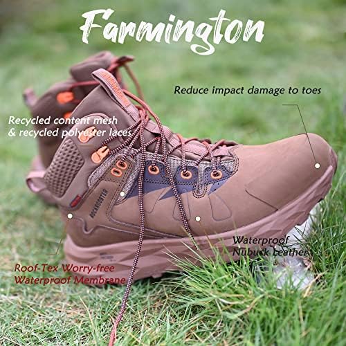 Botas de caminhada à prova d'água de Rockrooster Farmington para homens, sapatos de couro anti-fadiga