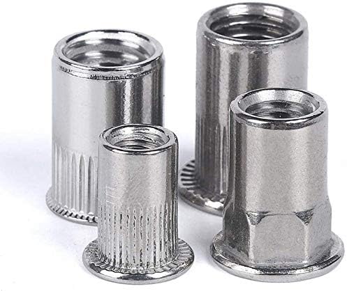 Sogudio Bolts e porcas 304 porca de rebite de aço inoxidável, tampa de tração cilíndrica de cabeça plana, aço inoxidável 304 Pequeno escavado porca de rebite porca metade hexagon-m5