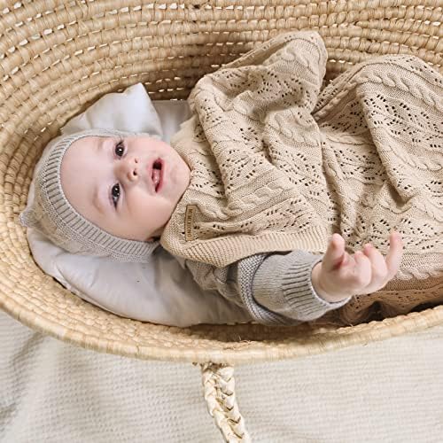 Cobertores de bebê de malha de lawkul Crocetão de crochê de crochê de segurança cobertor de segurança de algodão macio malha de gênero