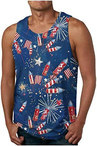 Pimoxv 4 de julho Tampo de tanques para homens 2023 Gym Fitness Singlet Vest Plus Size Independence Day Camisetas EUA