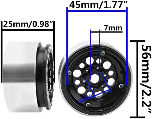 4Pack ShareGoo Aluminum LEVILO DE 1,9 BERDADOS DE RODAÇÃO DE RODA COMPATÍVEIS COM TRAXXAS TRX4 AXIAL SCX10 RCAWD D90 D110 TAMIYA