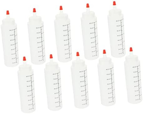 Cabilock 10pcs Squeeze Molho Bottle com dispensador de molho de salada em escala Garrafa de pico de garrafa de cobertura