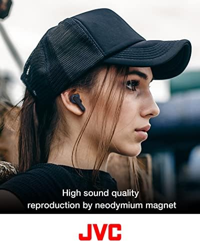 JVC Riptidz True Wireless Headphones com operação do sensor de toque, uso de ouvido único, ipx5, Bluetooth 5.1, duração da bateria longa - HAA9TB