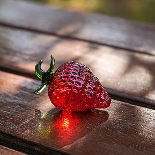 Krisinine Glass Red Strawberry Cristal Fruit Fturias Coleciona Arte Vidro de vidro miniature Ornamento de mesa de mesa de papel de mesa de papel decoração do dia dos namorados do dia dos namorados