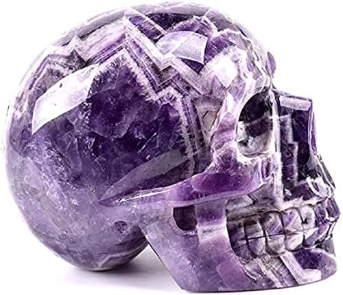 Raldmov Natural Hand Skulls Crânios Dream Amethyst Hollow Skulls Crafts de cristal natural para cura Decoração de