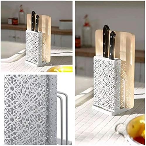 Guangming - Bloco de faca de aço inoxidável, suporte do suporte de corte de facas, ferramenta de armazenamento de cozinha, gadgets de cozinha organizam rack, função múltipla, branco