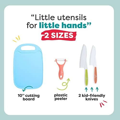 Facas seguras para crianças de baquetividade para cozinhar de verdade com tábua de corte, descascador, facas de plástico para cozinha