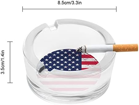 Grunge EUA American Flag Glass Ashtrays Bandea de cinzas redonda Caso bonito de cinzas para decoração de deck de escritório em casa