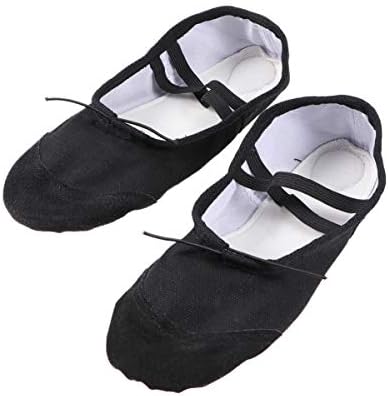 Sapatos curiosamente de balé de ioga chinelos de dança para adultos Ballet Flats Canvas Couro anti-deslizamento Sapatos de prática de balé para unissex preto