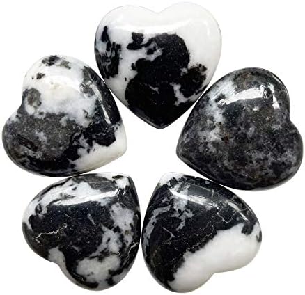 Fekuar 5pcs Natural Zebra Jasper Crystal Love Stone, Pedra de Palmeira Polida Chakra de Palmo de Palma Balanceamento de 1 polegada