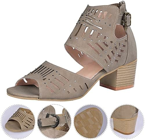 Sandálias para mulheres abertas de calda de fivela de fivela de moda de moda saltos grossos sandálias casuais sandálias de conforto