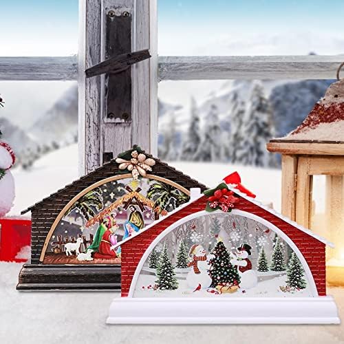 Casa de Natal Manger Snow House Decoration Night Light Home Decoration Props Presente de Christmas Força Ornamento