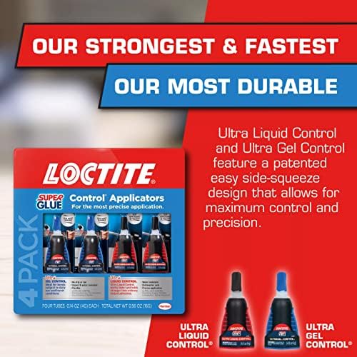 Loctite Super Glue Ultra Gel Control, 0,14 fl oz, 2, garrafa e gorila super cola gel, 20 grama, transparente,