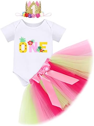 Primeira roupa de aniversário da menina da bebê de Odasdo Flor Flower algodão de manga curta Tutu Tutu Crown Capfe Band 3pcs Conjunto