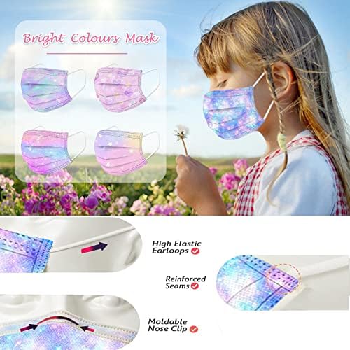 Boffo 50 pacote infantil infantil corante colorido impressão face_massadas com 3 camadas filtro de face Proteção apertada,